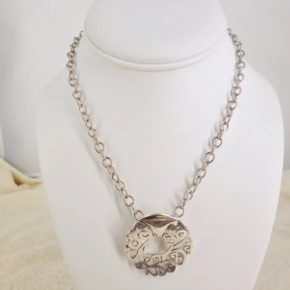 Francesca Visconti Necklace Slider Pendant Silver Tone 15" + 3" NWOT - Picture 4 of 4